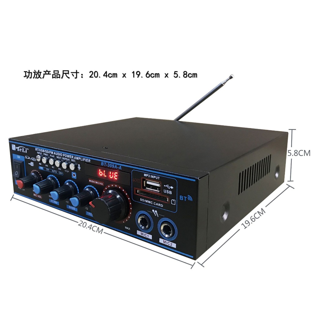 Amply mini karaoke, ampli bluetooth BT-309a loại xịn công suất cao