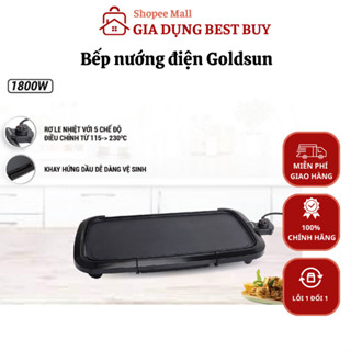 Bếp nướng điện goldsun công suất lớn nhôm đúc dày, bếp nướng phủ chống dính có rãnh thoát dầu mỡ, bảo hành chính hãng