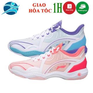 giày cầu lông Lining AYZT009 màu trắng tím hồng chính hãng dành cho nữ chơi sân bê tông