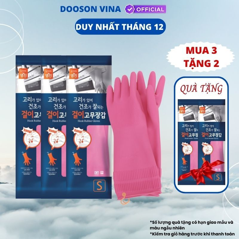 Mua 3 Tặng 2 Găng tay cao su tự nhiên cao cấp Hàn Quốc Size S