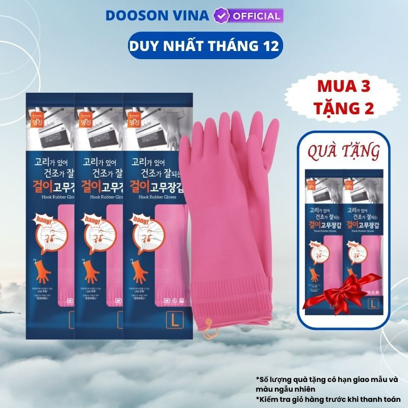 Mua 3 Tặng 2 Găng tay cao su tự nhiên cao cấp Hàn Quốc Size L