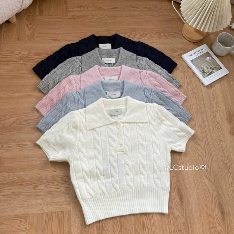 Áo Len PoLo - 603967 - 3 Nút - Đan Xoắn