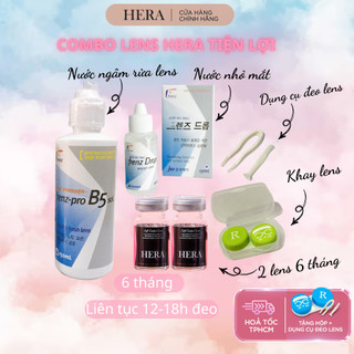 Combo Kính Áp Tròng Hera, Nước Ngâm B5 Và Nhỏ Mắt B5, Set Lens 6 Tháng Siêu Xinh 5 Món Ưu Đãi Cho Nàng