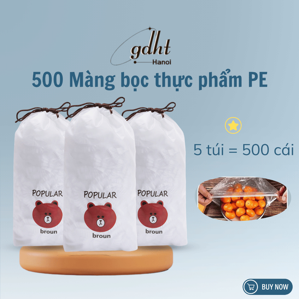 Combo 500 màng bọc thực phẩm có chun bọc đĩa bát chụp ủ tóc - huytuan3010