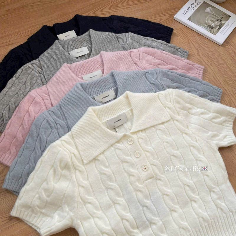 Áo Len PoLo - 603967 - 3 Nút - Đan Xoắn