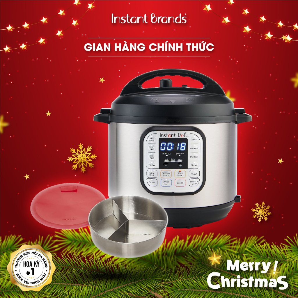 Nồi áp suất điện đa năng Instant Pot DUO 60 V5 (5.7 lít) kèm khuôn làm bánh 3 ngăn