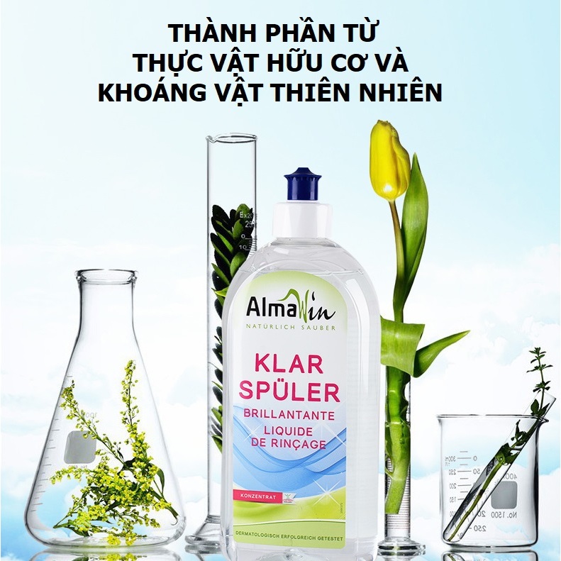 Combo Bột rửa chén Nước làm bóng trợ xả Bột vệ sinh Almawin dùng cho máy rửa bát máy giặt làm sạch cặn canxi