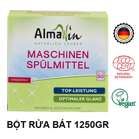 Combo Bột rửa chén Nước làm bóng trợ xả Bột vệ sinh Almawin dùng cho máy rửa bát máy giặt làm sạch cặn canxi