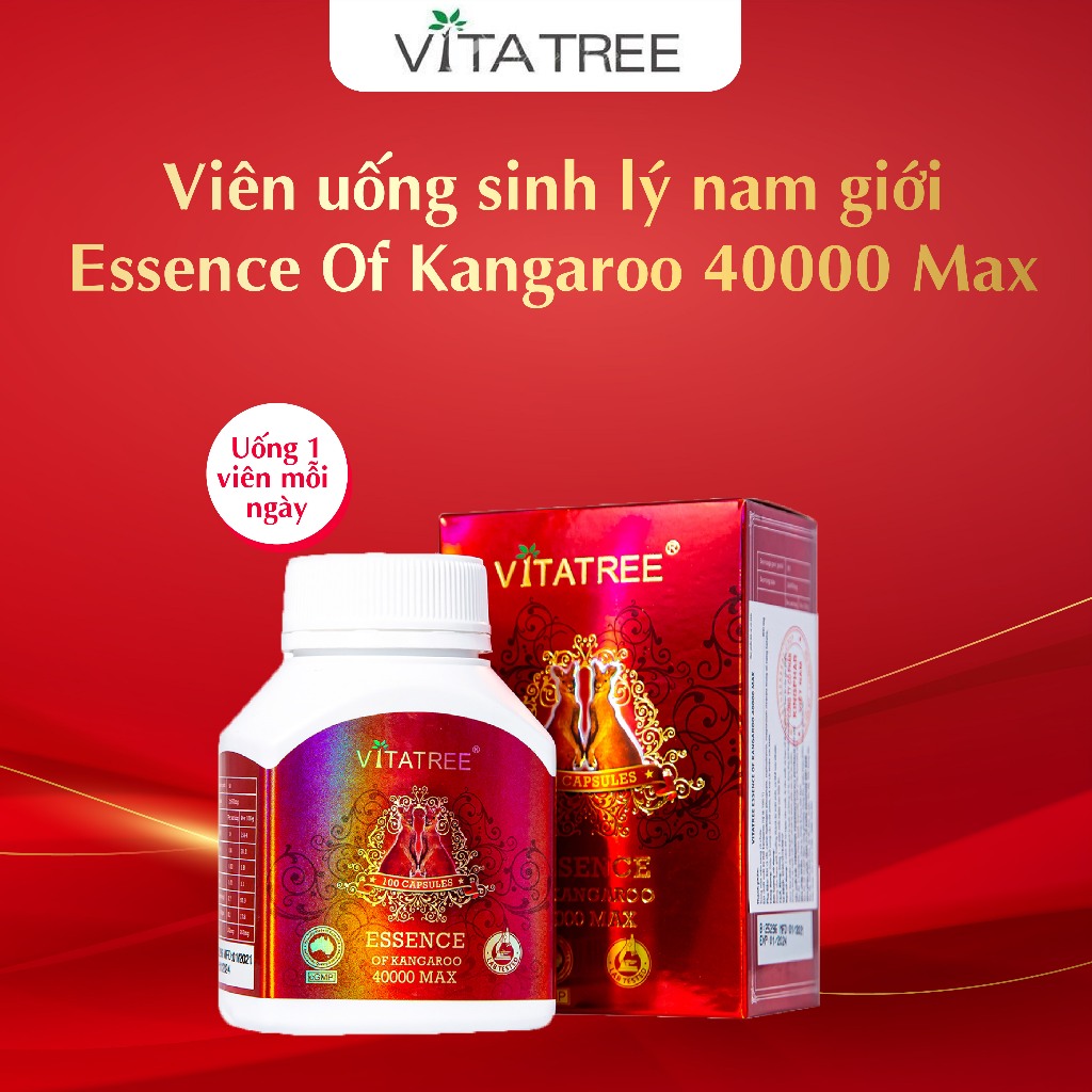 Viên uống tăng cường sinh lý nam Vitatree Essence Of Kangaroo 40000 Max 100 viên hỗ trợ cải thiện các vấn đề sinh lý nam