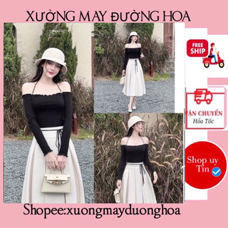 Sét áo len tăm mix chân váy thô mềm xếp ly xoè siêu xinh (kèm ảnh thật )