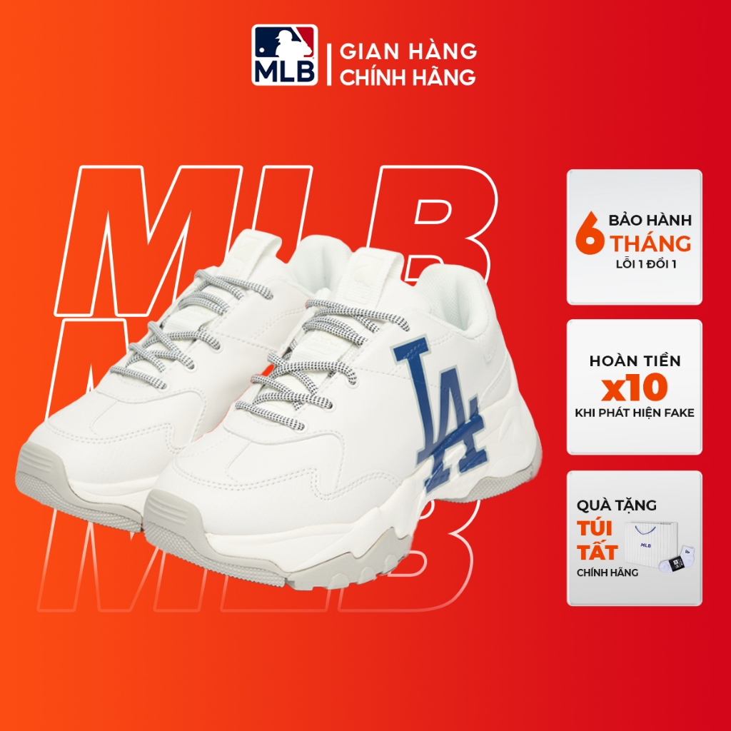 Giày MLB Bigball Chunky LA chính hãng, giày sneaker thể thao độn đế logo LA xanh