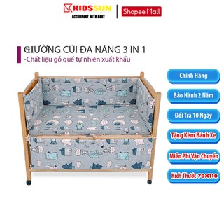 Nôi cũi cho bé giường cũi KIDSSUN trẻ em kích thước (110x70x86) gỗ Quế màu tự nhiên bảo hành 24 tháng hàng xuất khẩu