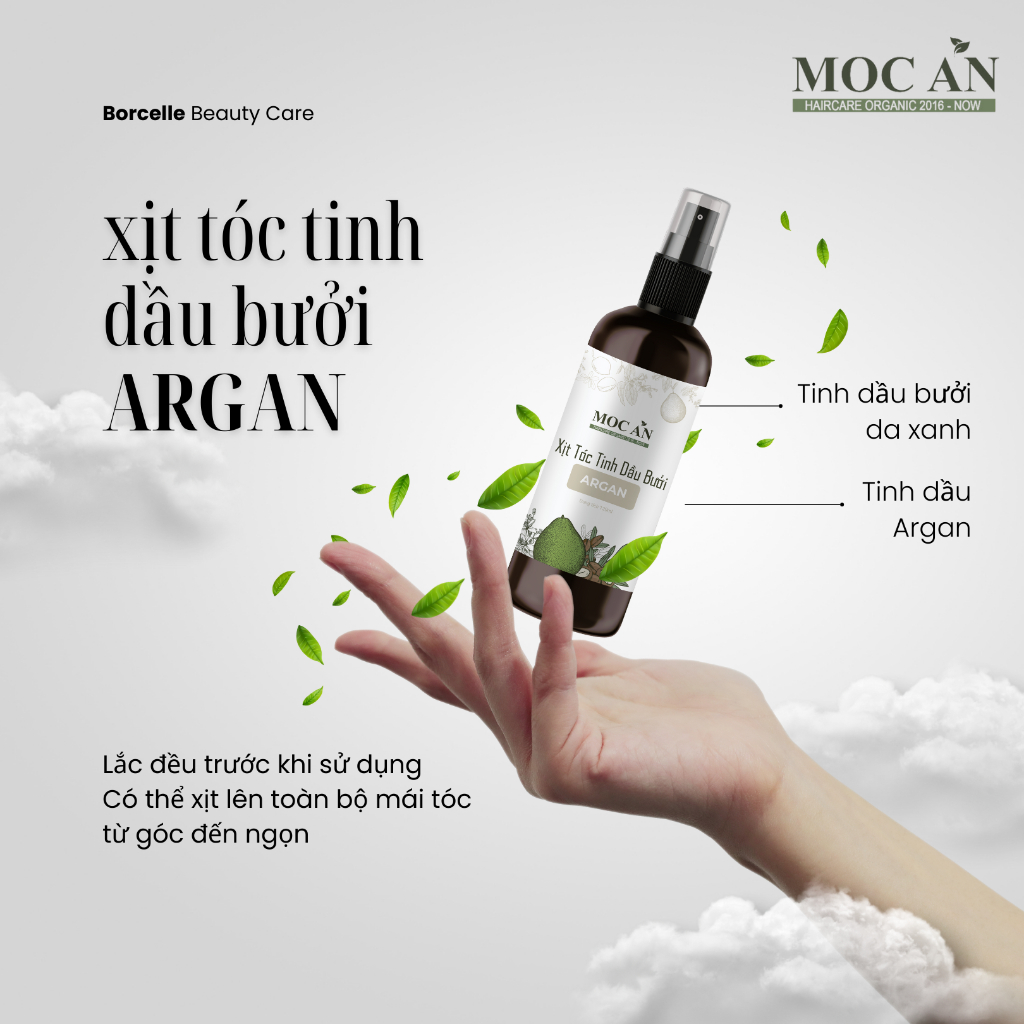 Combo 3 Chai Xịt Bưởi Tinh Dầu Argan  Mộc Ân Haircare