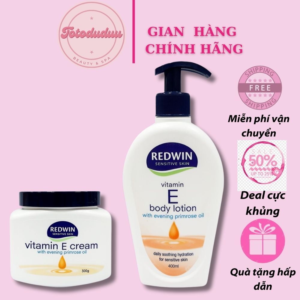 Kem dưỡng da mềm mịn Redwin Vitamin E Cream 300g xuất sứ Úc - Siêu dưỡng ẩm, ngăn ngừa nếp nhăn hiệu quả