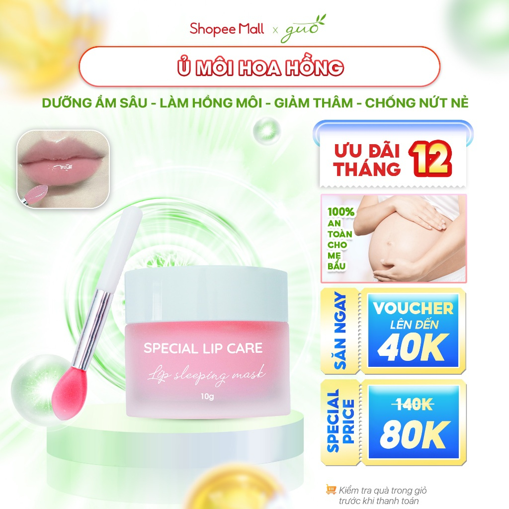 Mặt nạ ngủ ủ dưỡng môi cho bà bầu dưỡng hồng môi Special Lip Care GUO 10g