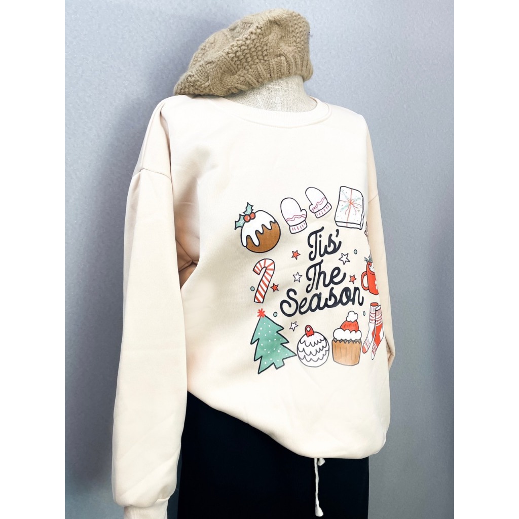 Áo Sweater Nỉ Unisex Cốc Bánh Noel 🦋 Áo Nỉ Nữ Dáng Thung In Hình 🦋