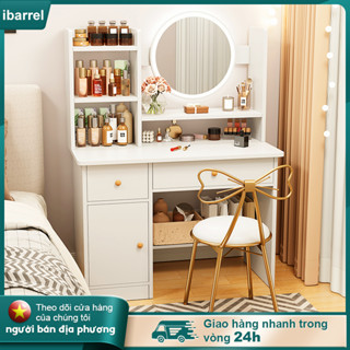  Bàn trang điểm phong cách hiện đại có đèn lED có 2 ngăn kéo tủ để đồ trang điểm decor làm việc 