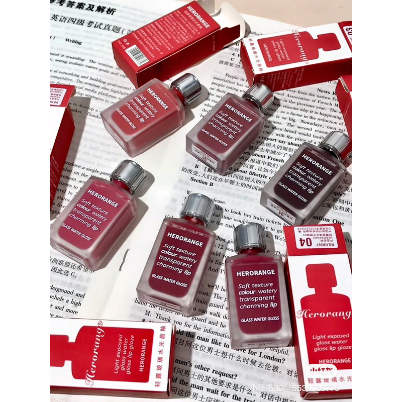 Son Herorange bóng siêu lỳ thơm thiết kế hình chai nước hoa dễ thương ảnh thật shop chụp