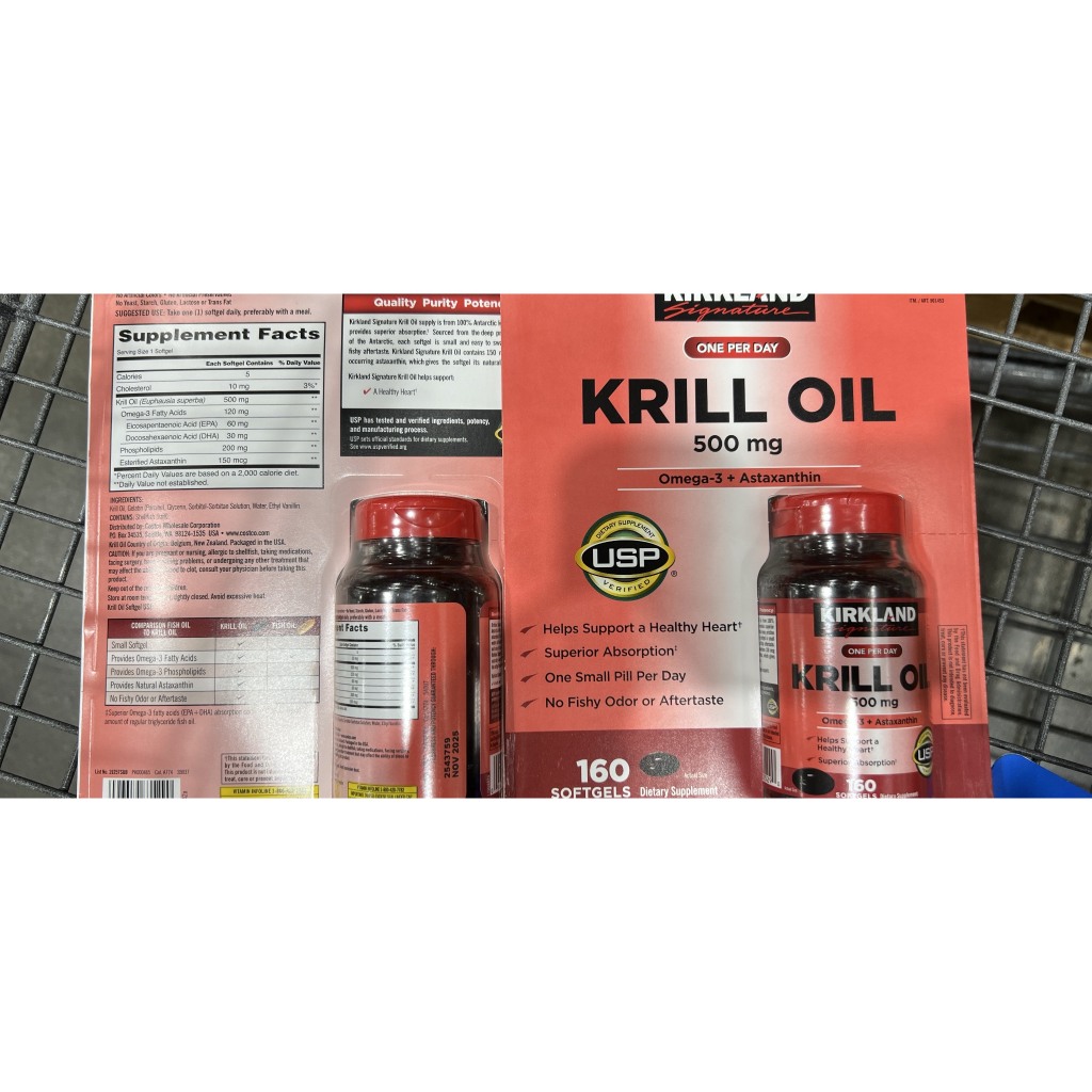 Dầu nhuyễn thể Kirkland Krill Oil 500mg 160 viên dầu krill 160v