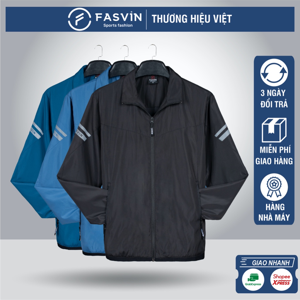 Áo gió nam thể thao Fasvin ABD23608.SG 02 lớp chất liệu cao cấp mềm mại co giãn hàng nhà máy
