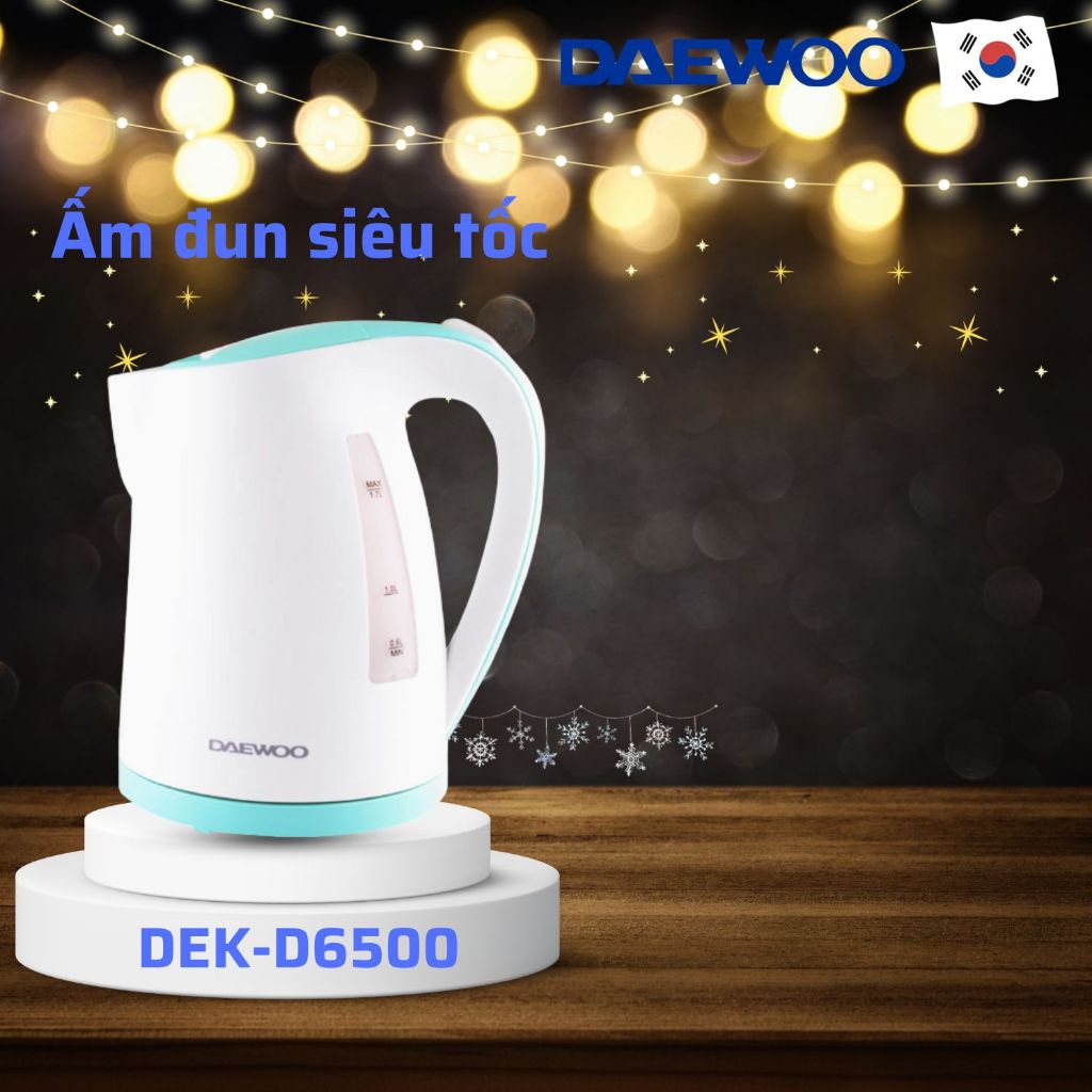 Ấm siêu tốc Daewoo DEK-D6500 dung tích 1.7L công suất 1850W, nhanh sôi, bảo hành 1 năm