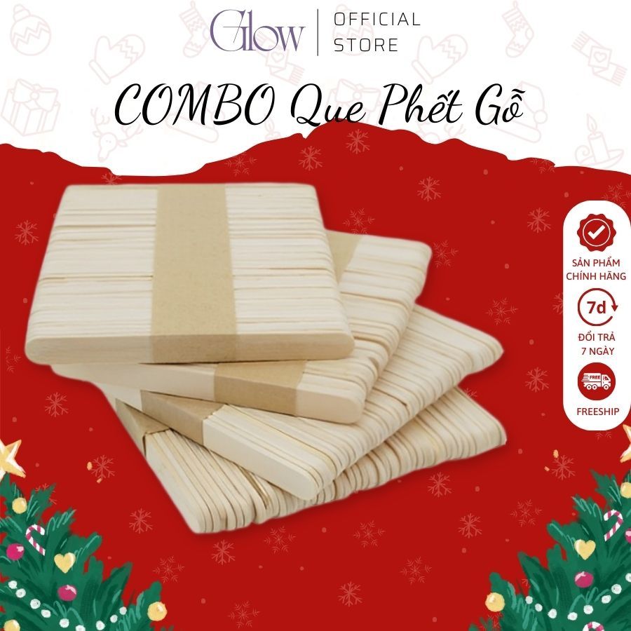 Combo 4 Que Gỗ Phết Sáp Glow Waxing Size Lớn Phết Sáp Wax Lông