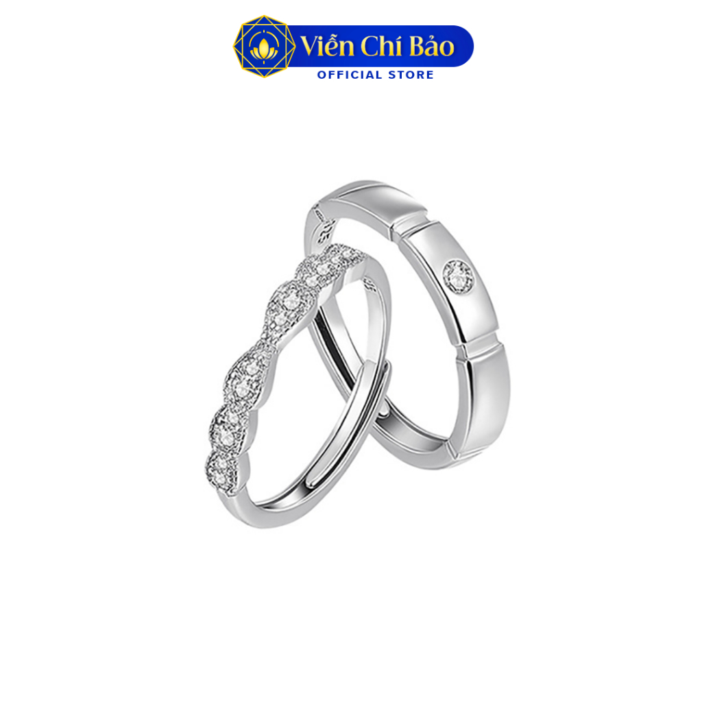 Nhẫn đôi nam nữ thủy chung đính đá ( 1 đôi ) bạc Ý 925 - Viễn Chí Bảo N400996