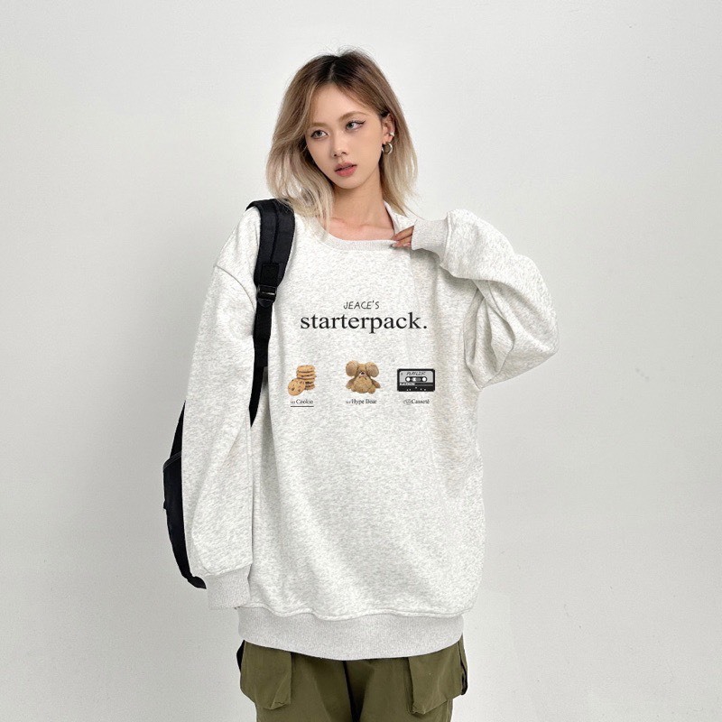 [RẺ VÔ ĐỊCH] Áo sweater 3 bông hoa Sezoa Unisex -Nỉ form rộng tay phồng kiểu dáng vintage đường phố 