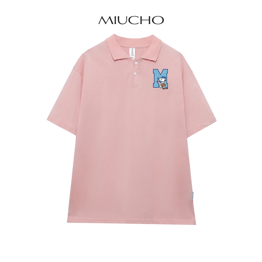 Áo polo unisex form rộng MP012 Miucho Brand tay lỡ vải cotton mềm mại dành cho nam nữ in basic