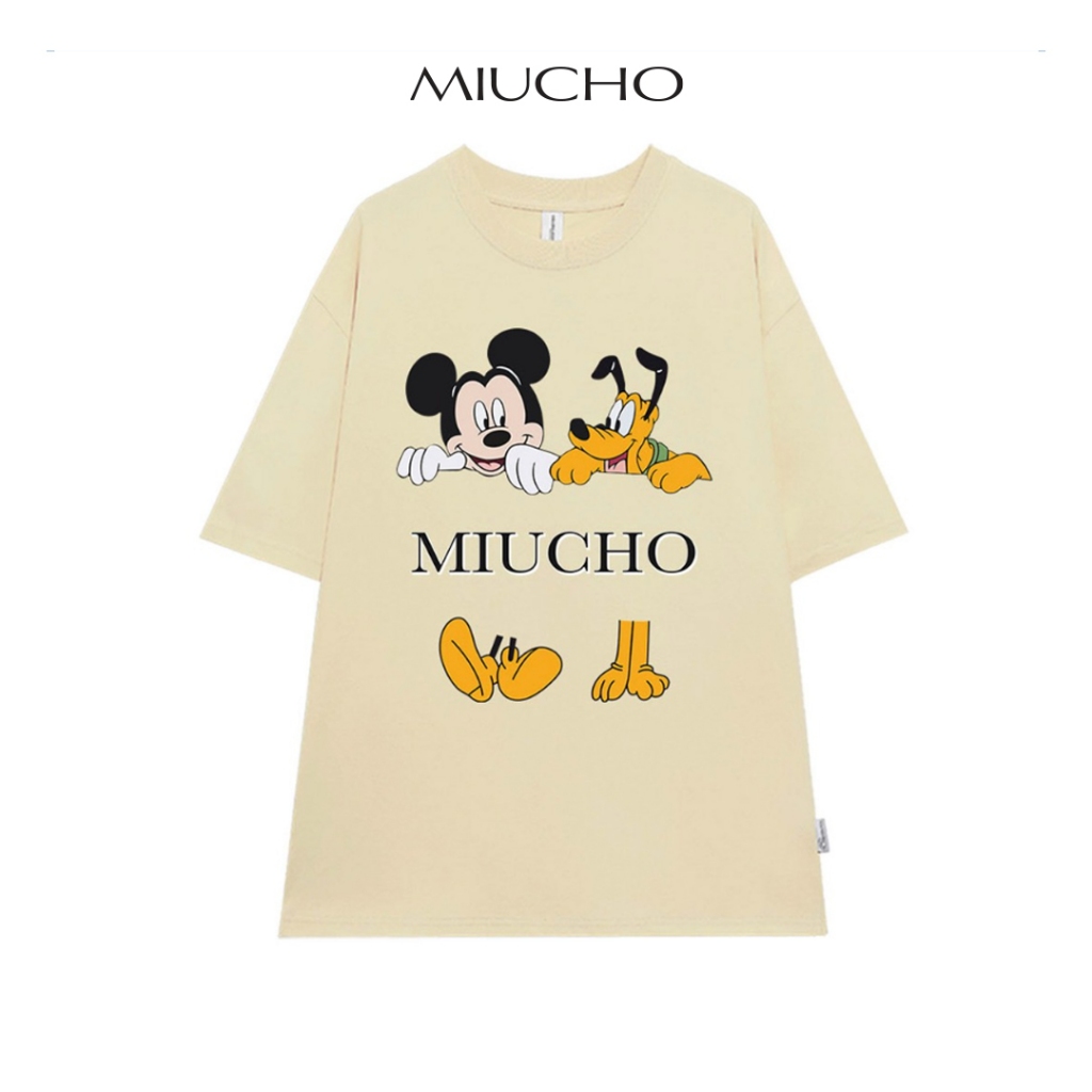 Áo thun nữ form rộng ATD339 Miucho cotton cổ tròn in graphic