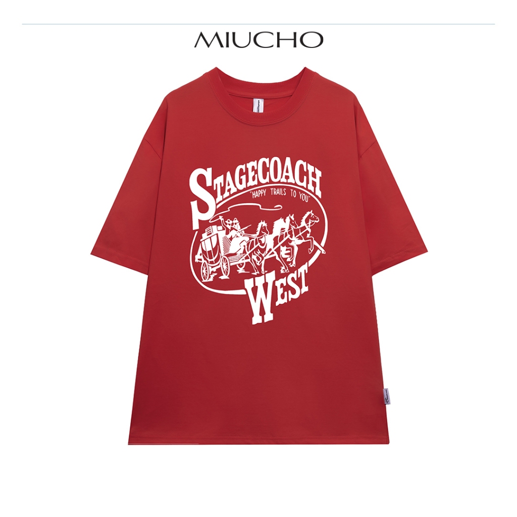 Áo thun unisex cổ tròn form rộng tay lỡ chất liệu cotton mềm mại Miucho MT043 in graphic