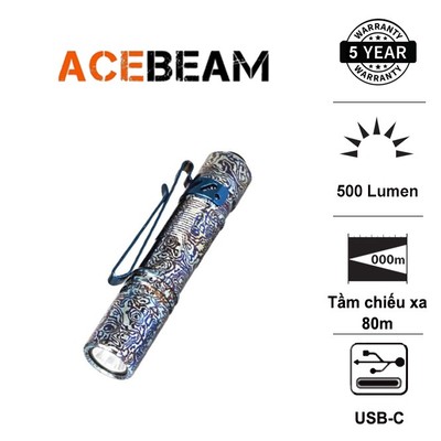 Đèn pin mini EDC Acebeam Pokelit AA Titanium 500 lumen pin 14500  tương thích với pin AA