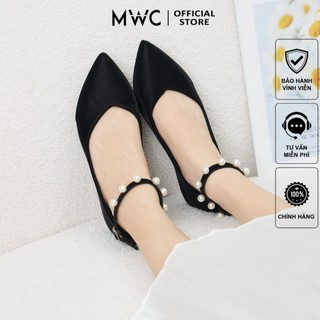 Giày búp bê mwc 2285 - giày búp bê da trơn quai hậu đính ngọc nữ tính sang trọng thời trang