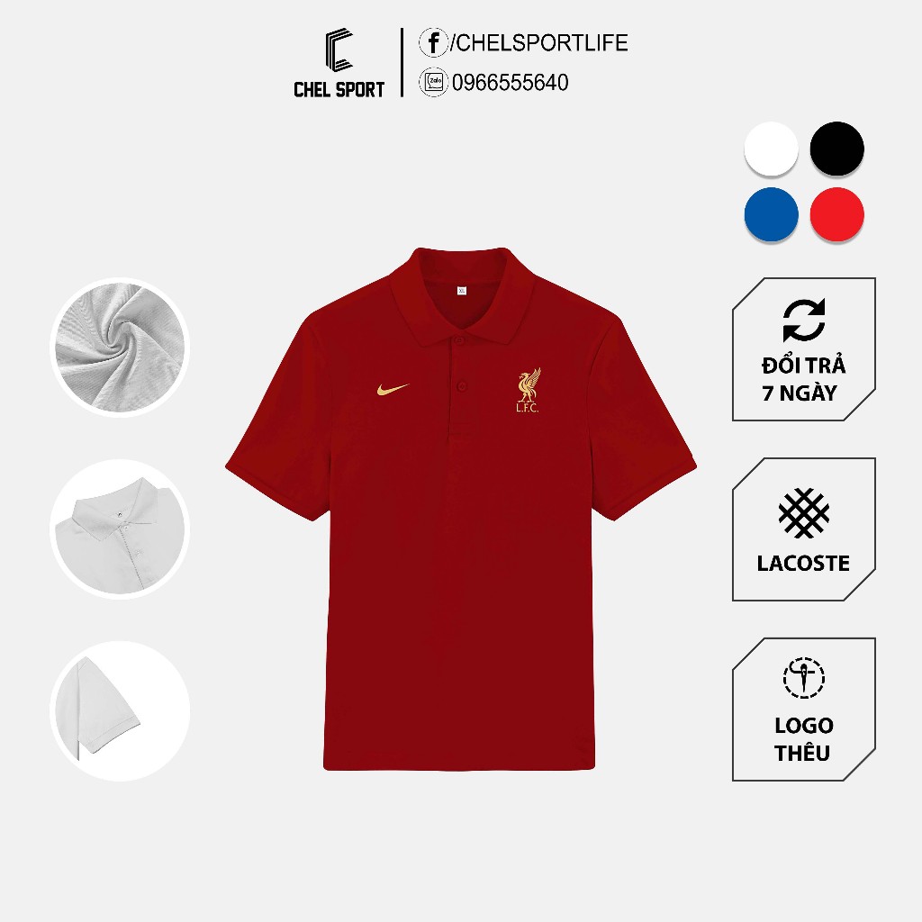 Áo polo logo thêu Liverpool 2rd cao cấp
