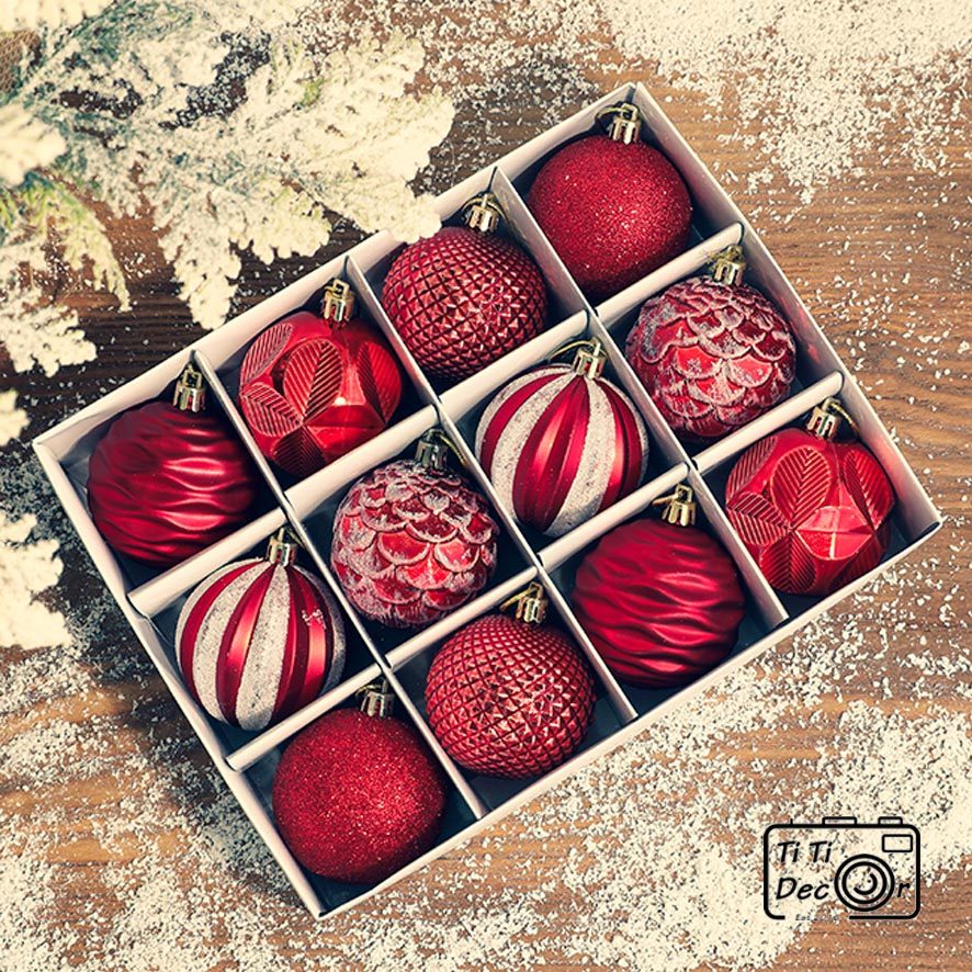 Set 12 Quả Châu Trang Trí Giáng Sinh, Decor Cây Thông Noel, Quà Tặng Ý Nghĩa Dịp Giáng Sinh - TiTi Decor