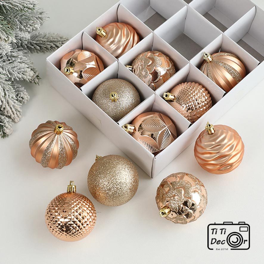Set 12 Quả Châu Trang Trí Giáng Sinh, Decor Cây Thông Noel, Quà Tặng Ý Nghĩa Dịp Giáng Sinh - TiTi Decor