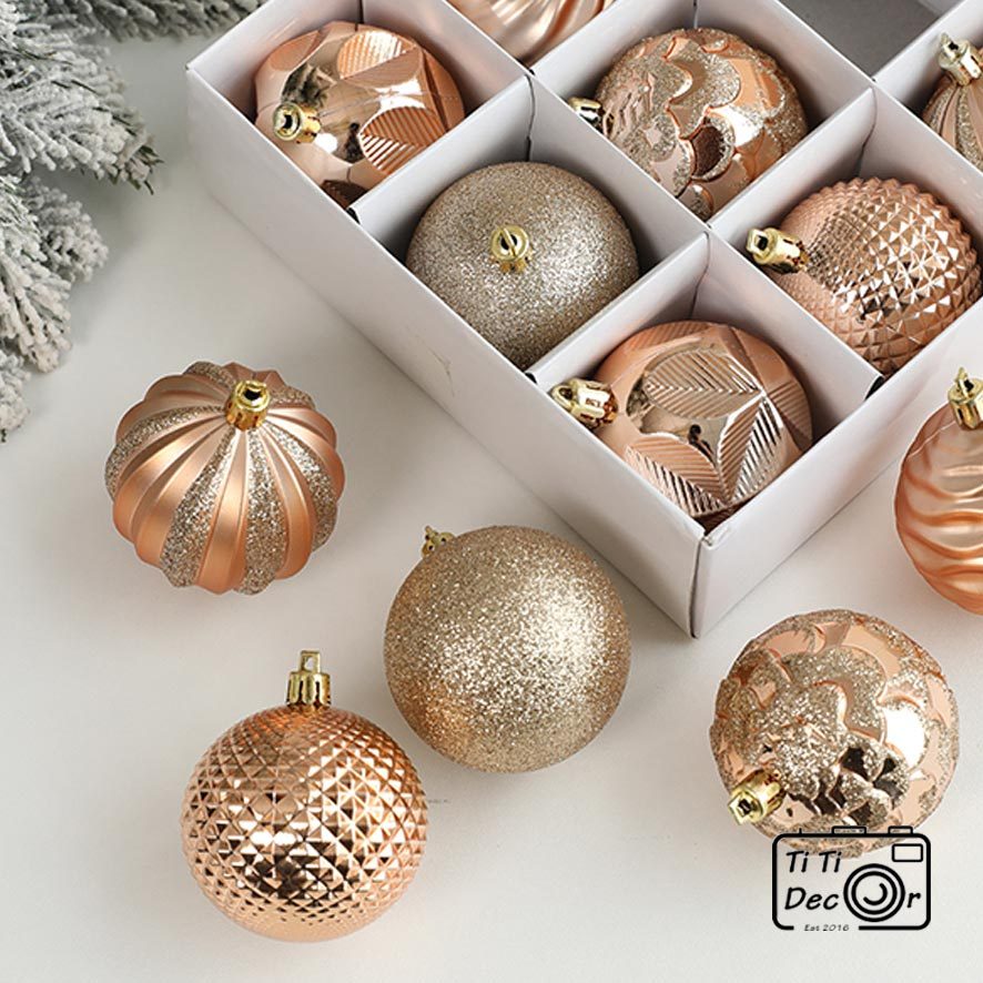 Set 12 Quả Châu Trang Trí Giáng Sinh, Decor Cây Thông Noel, Quà Tặng Ý Nghĩa Dịp Giáng Sinh - TiTi Decor