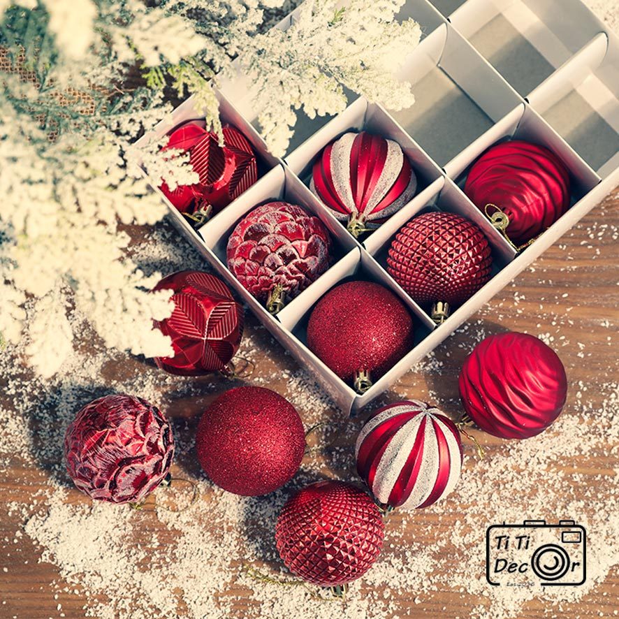 Set 12 Quả Châu Trang Trí Giáng Sinh, Decor Cây Thông Noel, Quà Tặng Ý Nghĩa Dịp Giáng Sinh - TiTi Decor