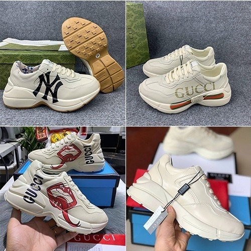 Giày gucci Rhyton, Giày thể thao GC gạch ngang, NY, Môi, Trơn đế bản cao cấp Full Box Bill, túi xách phụ kiện