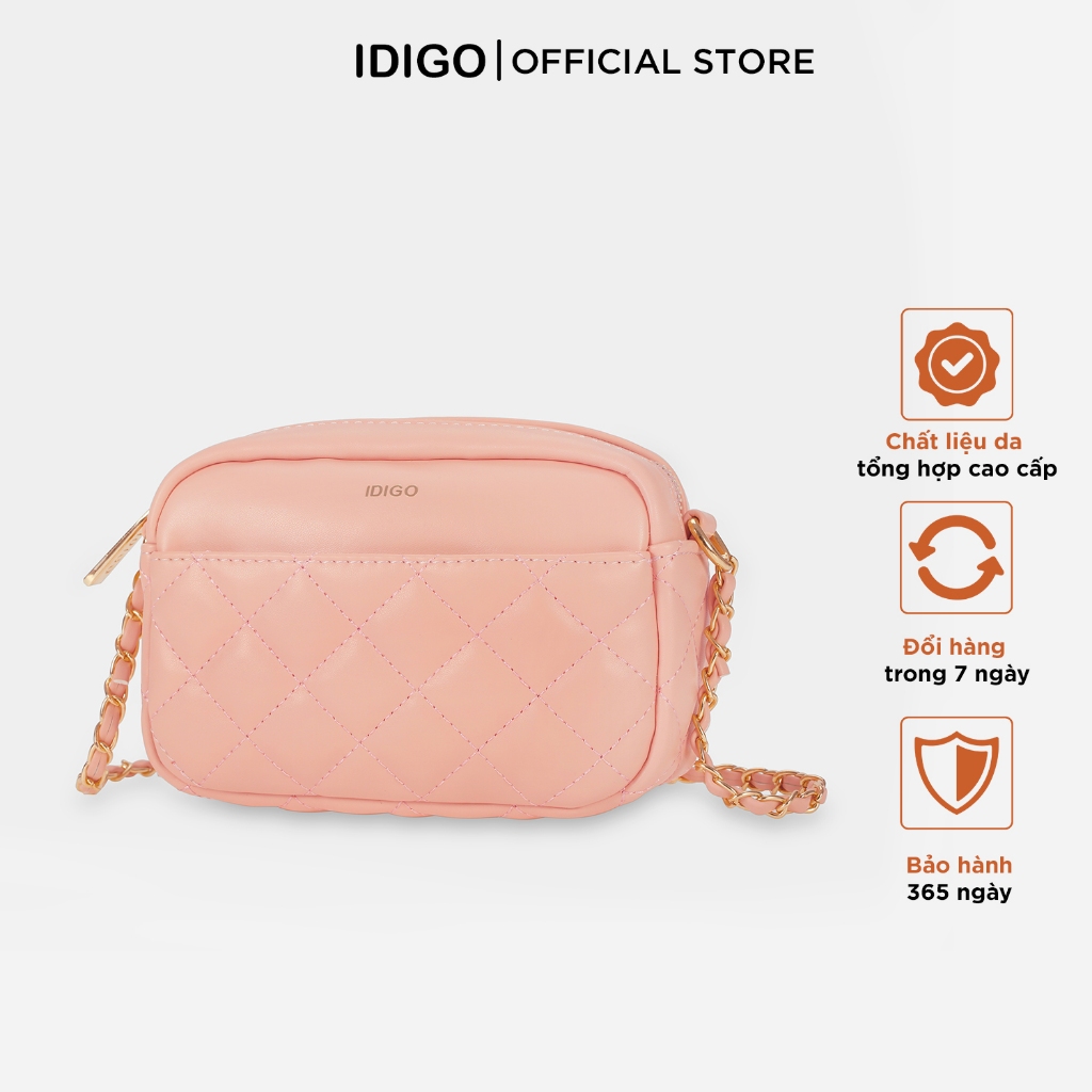 Túi đeo vai đi tiệc, túi đeo chéo nữ đi chơi chần trám dây xích IDIGO FB2 - 4320