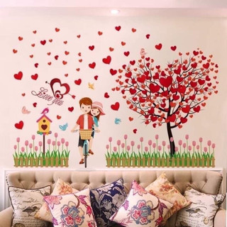 Decal dán tường trang trí phòng ngủ cây trái tim
