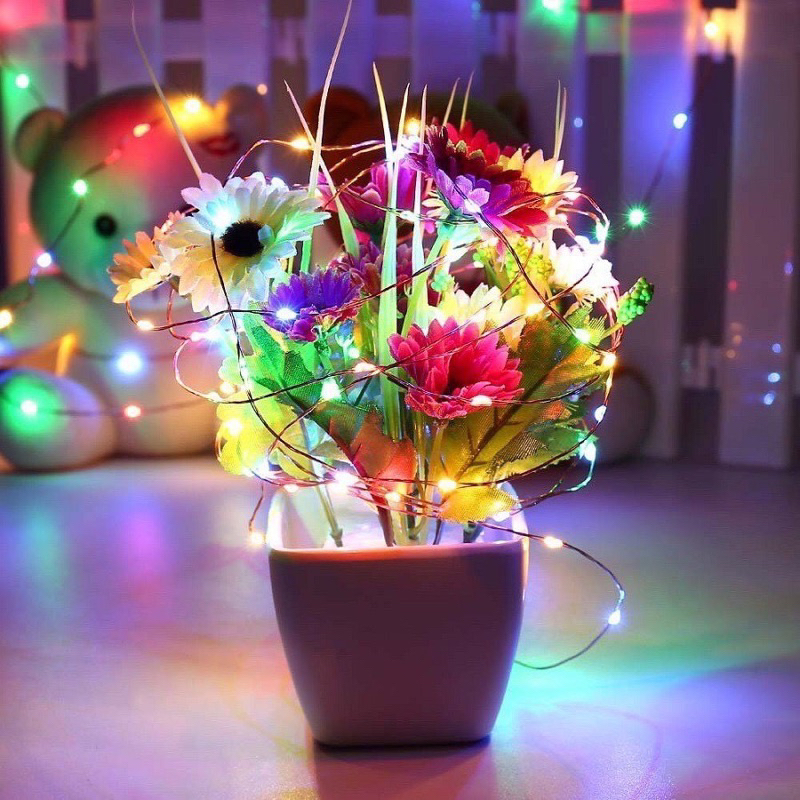 Dây đèn hạt gạo LED trang trí fairy light đom đóm 4 màu thả trần phòng ngủ