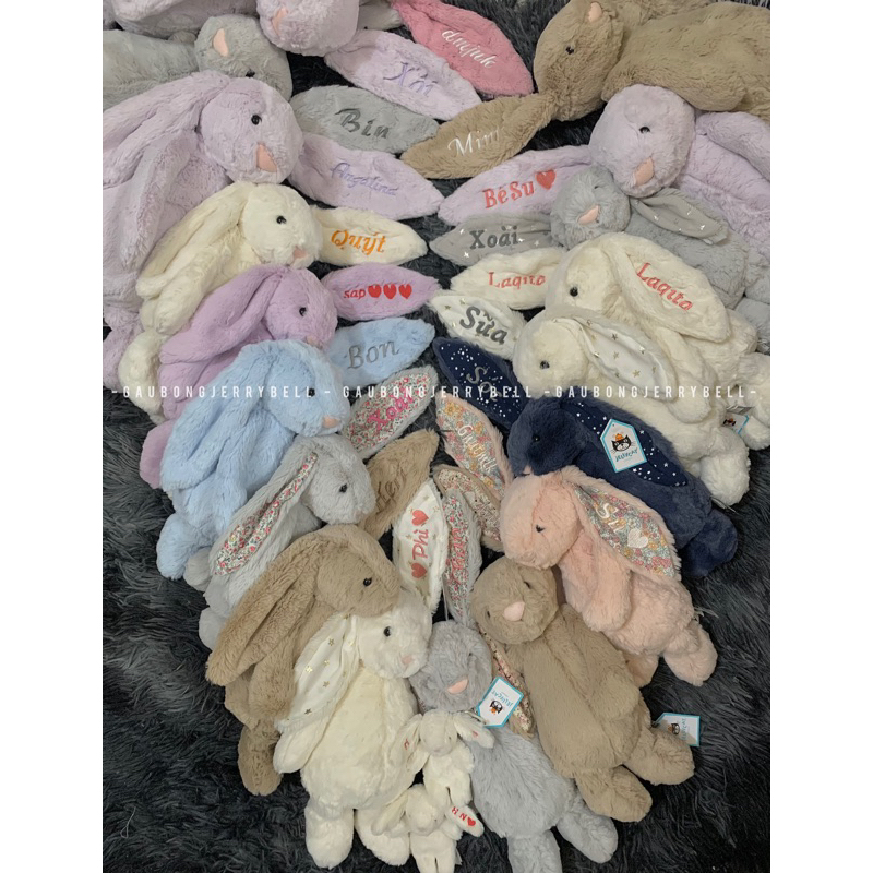 Chi phí, giá dịch vụ thêu tên lên tai thỏ Jellycat - Lưu ý : đây là dịch vụ thêu - PHẢI ĐẶT KÈM SẢN PHẨM GẤU THỎ