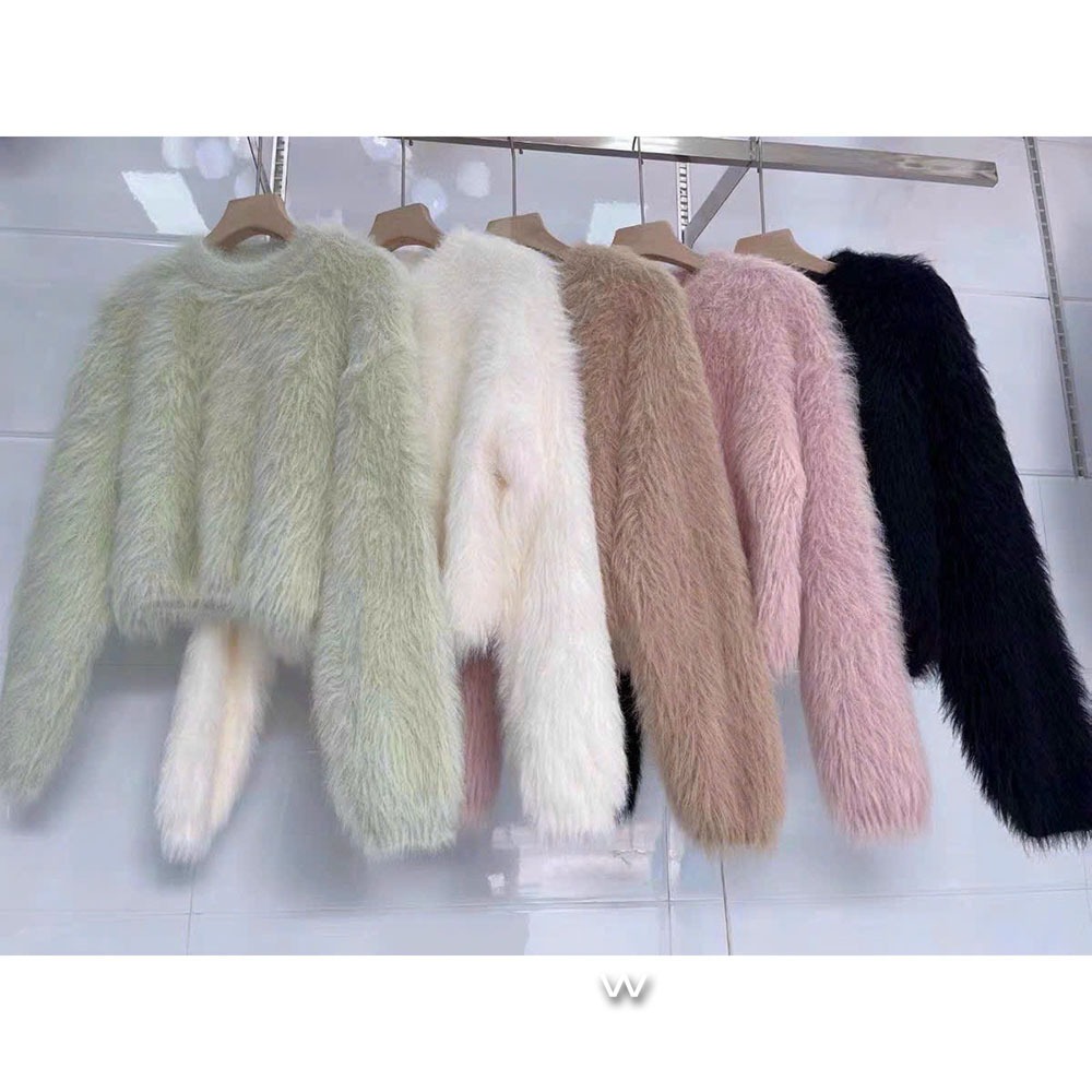 Áo len lông croptop tay dài hàng nhập QC | TMTHouse