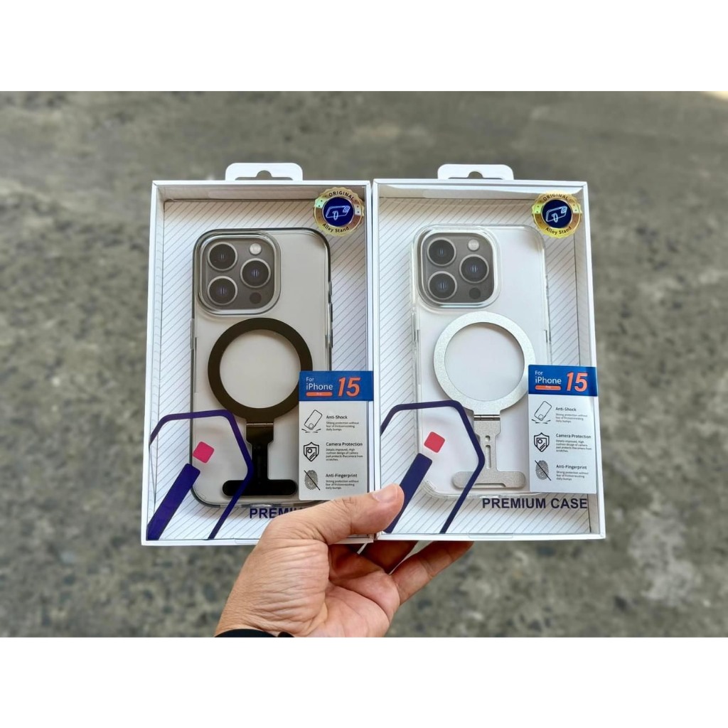 Ốp lưng trong suốt kèm giá đỡ WIWU Aurora Magnetics cho IPhone 15 Pro Max, 14 Pro Max chống ố, hỗ trợ sạc không dây