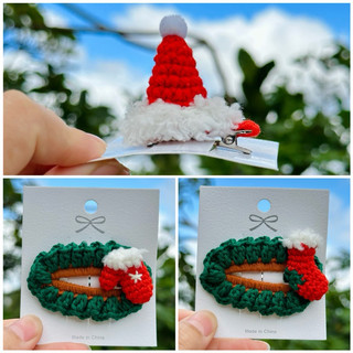 Kẹp tóc Giáng sinh cho bé,cosplay Giáng sinh, quà tặng noel, kẹp tóc len handmade