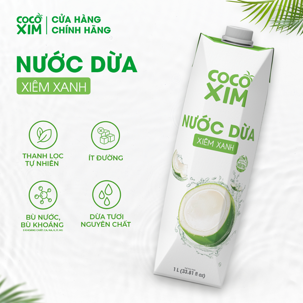 THỦNG 12 Hộp Nước dừa đóng hộp Cocoxim Xanh dung tích 1000ml/Hộp