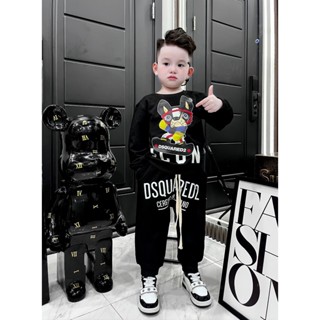 Bộ quần áo nỉ cổ tròn cho bé trai hình icon chó lướt ván, bộ nỉ thu đông cho bé,TP KIDS,[M440]