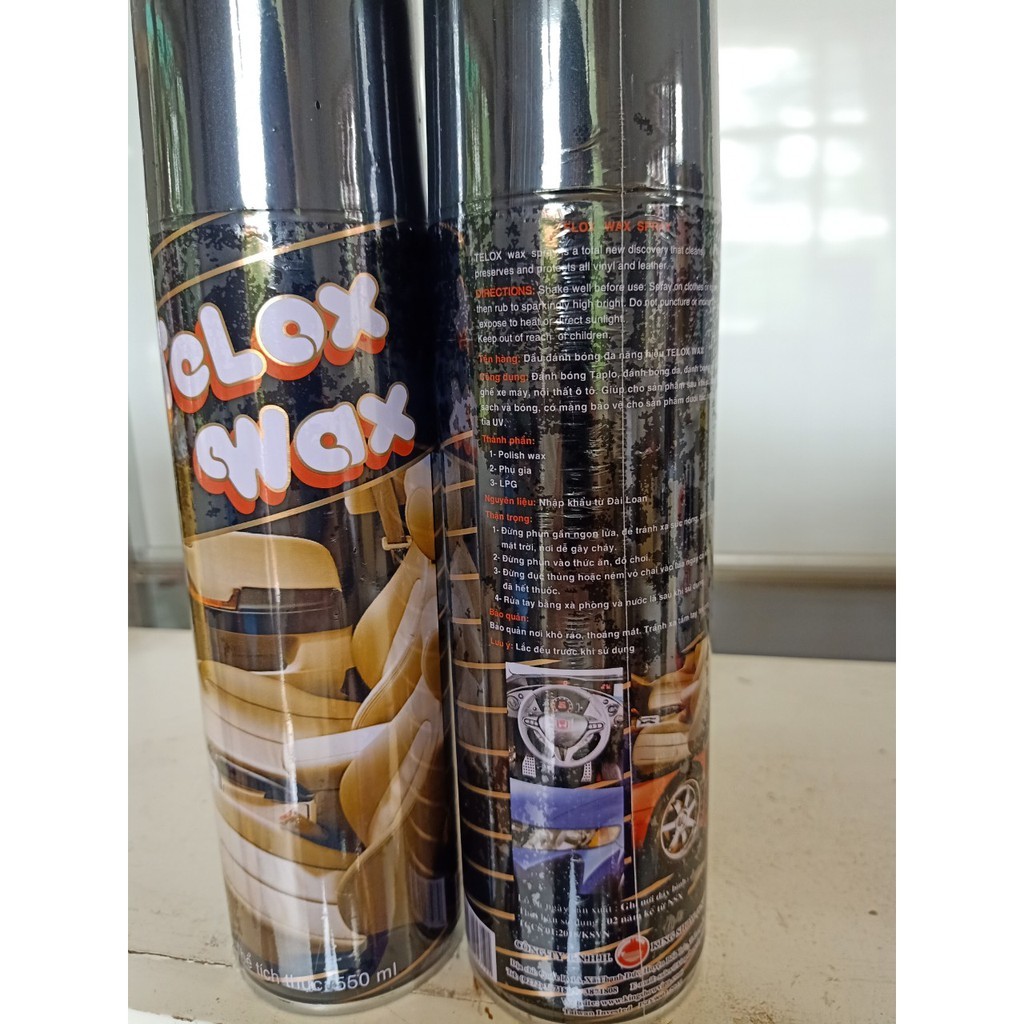 Xịt bóng đa năng Telox Wax 550ml làm bóng da, dưỡng nhựa và khăn lau 3M