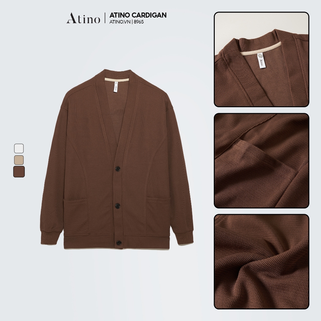 Áo Khoác Cardigan nam mùa đông ATINO dày dặn ấp áp thời trang Hàn Quốc form Regular AK3.8965